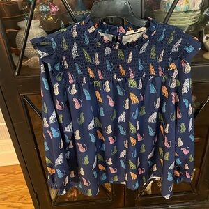 Michelle McDowell Dress Blouse with different colored cats.Very cute! Size Large